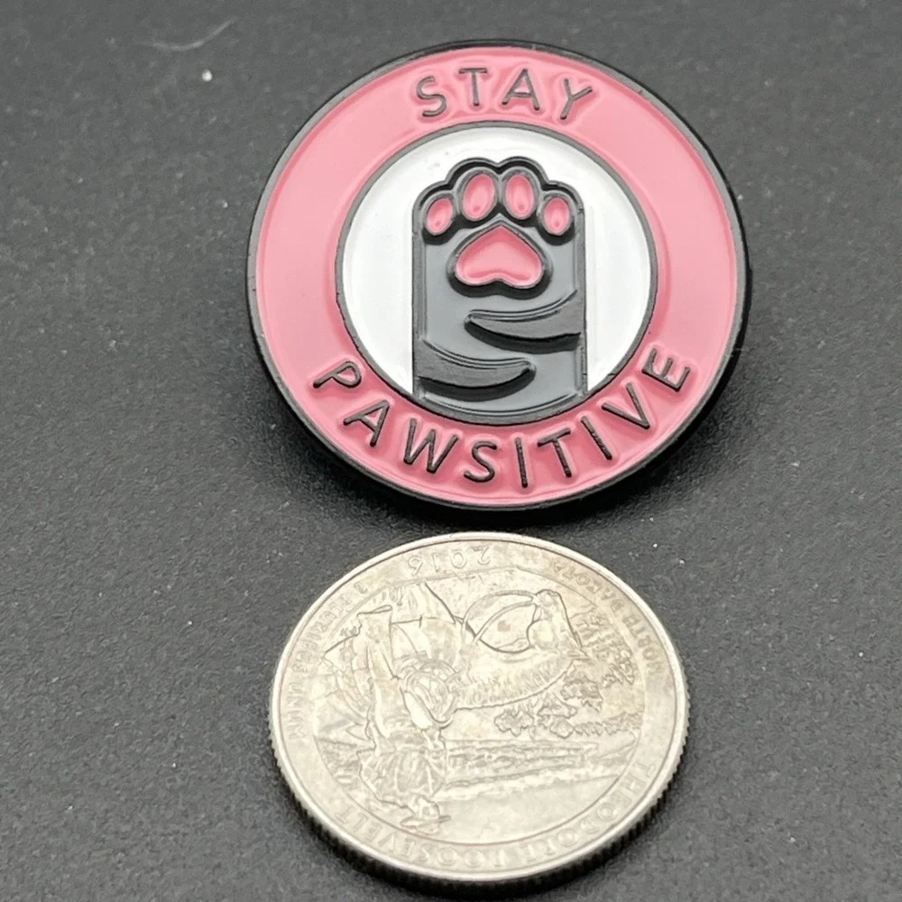 Stay Pawsitive Kitty Cat Paw Cute‎ Lapel Hat Pin
